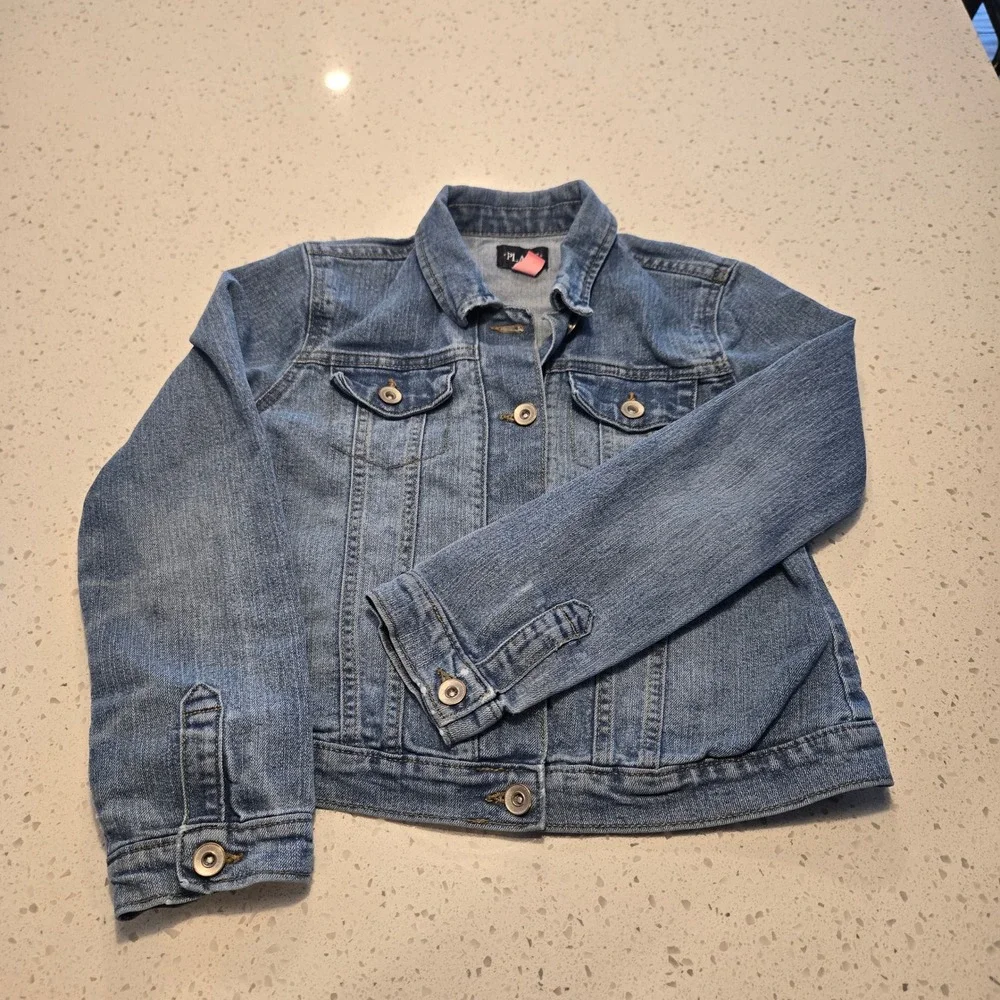 The Childrens Place Girls L 10/12 Denim Jacket Medium Wash Blue Stretch